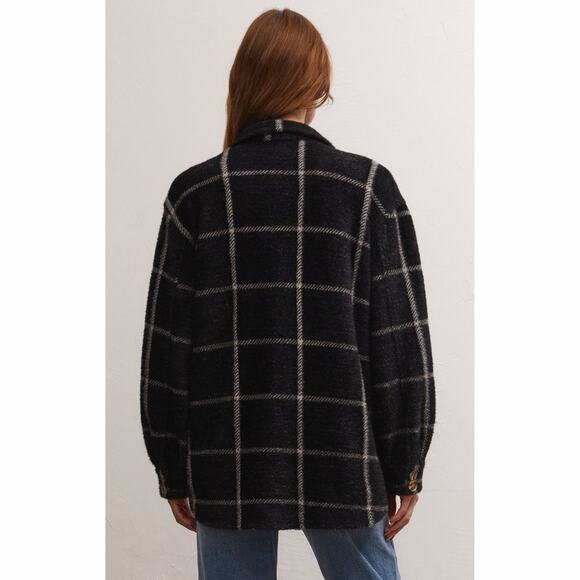 NWT Z Supply Evereve Tucker Plaid Black Oversized Shirt Jacket - Picture 2 of 8